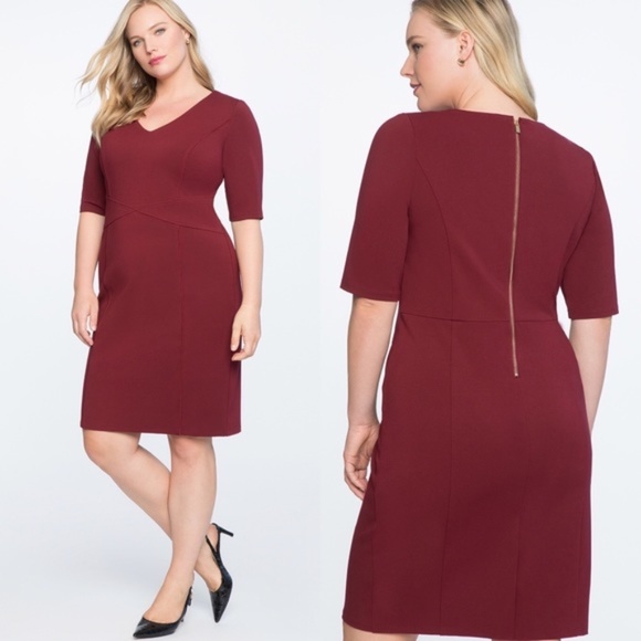 Eloquii Dresses & Skirts - NEW! Eloquii | 9 to 5 Maroon Stretch Knit Dress 22